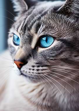Close-up of a Blue-Eyed Cat