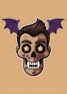 Cute Vampire Skull with Bat Wings