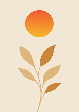 Minimalist Plant and Sun Illustration