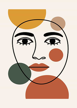 Abstract Face with Geometric Shapes
