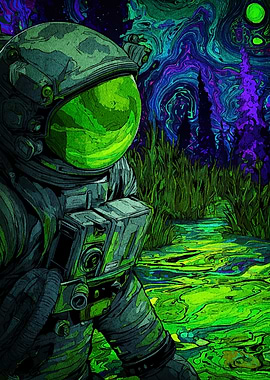 Astronaut Psychedelic Landscape