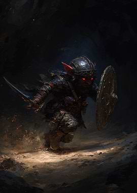 Goblin Warrior in Dark Fantasy Setting
