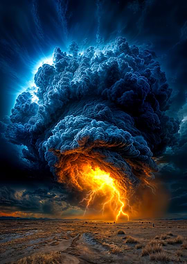 Dramatic Storm Cloud with Lightning Strike