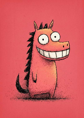 Cartoon Horse with Big Smile