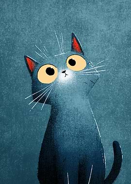 Cartoon Cat with Big Eyes