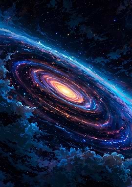 Vibrant Galaxy with Clouds