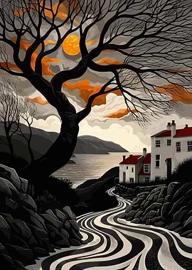 Coastal Landscape with Winding Road