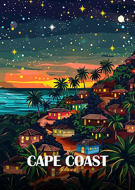 Cape Coast Ghana Night Illustration