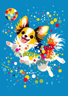 Colorful Chihuahua with Ball