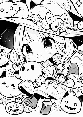 Chibi Witch Coloring Page