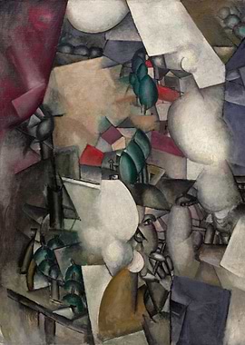 Cubist Landscape with Figures and Trees