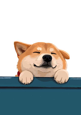 Happy Shiba Inu Illustration