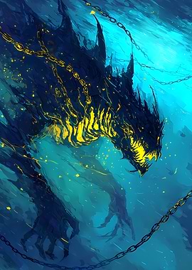 Sea Monster in Blue Depths