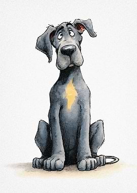 Cartoon Great Dane Dog Illustration