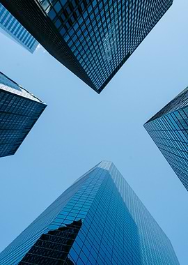 Skyscrapers against a blue sky