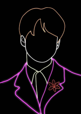 Neon Man in Suit with Tiger Lilly Pin