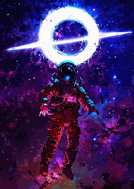 Astronaut and Black Hole Digital Art