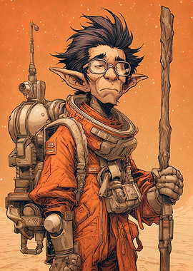 Orange Suited Character with Staff