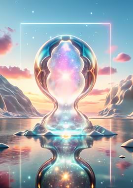 Abstract Hourglass on Frozen Lake