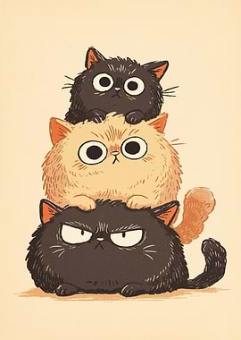 Stacked Cartoon Cats