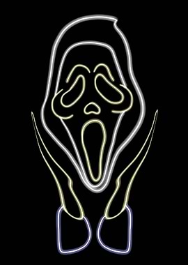 Boo Ghost - Scream Ghostface Neon Outline