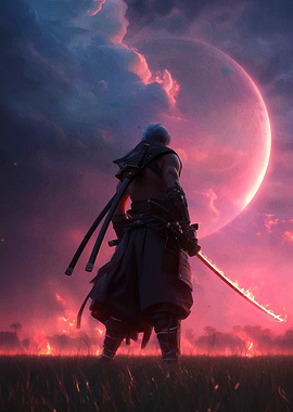 Samurai Warrior with Glowing Sword