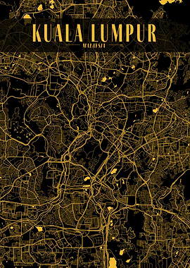 Kuala Lumpur Golden Map Art