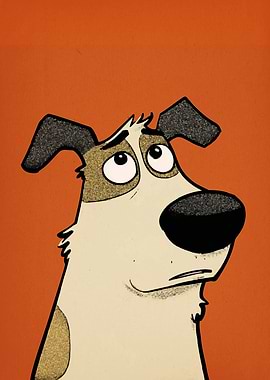 Cartoon Dog with Worried Expression