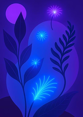 Night Neon Floral iIllustration