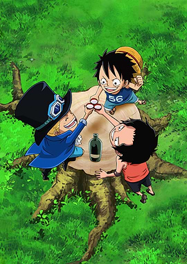 Luffy, Sabo and Ace toast' Poster, picture, metal print