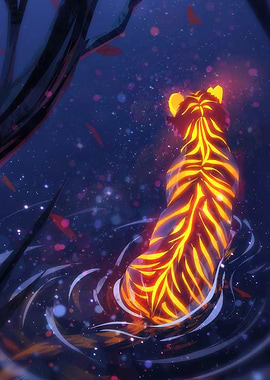Glowing Tiger in Water