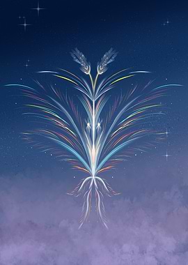 Abstract Plant in Night Sky