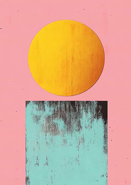 Geometric Shapes on Pink Background | Modern Art Print