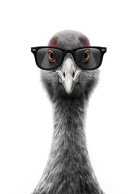 Cool Crane Bird with Sunglasses
