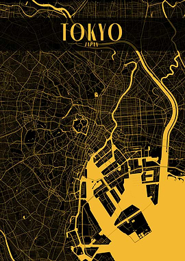Tokyo Golden Map Art