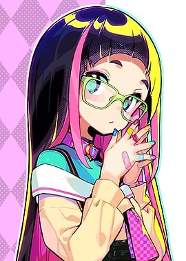 Anime Girl with Colorful Hair