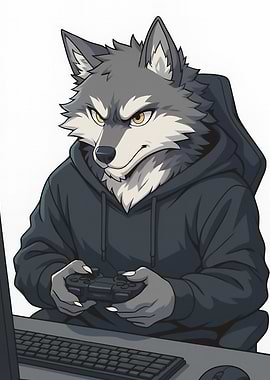 Wolf Gamer in Hoodie