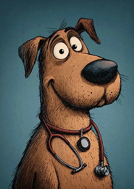 Cartoon Dog Veterinarian Portrait