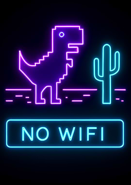 No WiFi Neon Dinosaur and Cactus