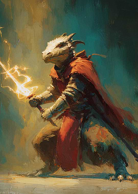 Lizardfolk Warrior with Lightning Sword
