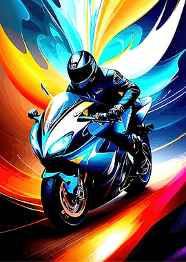 Motorcycle Rider in Motion