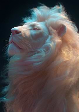 Majestic White Lion Portrait