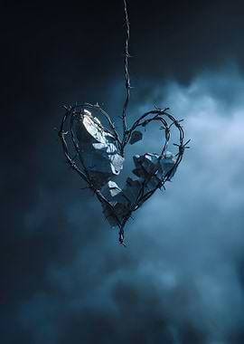 Blue Barbed Wire Heart