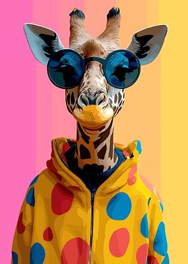 Giraffe with Sunglasses and Hoodie