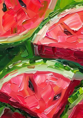 Watermelon Slices Oil Painting