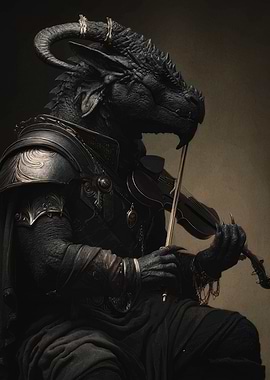 Dragon playing violin