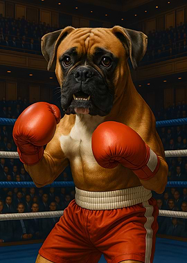 Boxer Dog in Boxing Ring