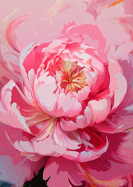 Pink Peony Flower Painting
