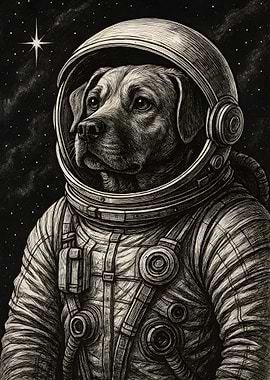 Dog Astronaut in Space Suit