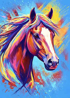 Colorful Horse Portrait